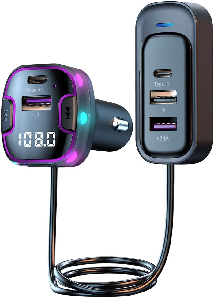 OHITEC Bluetooth FM Transmitter for Car, Hands-Free Calls, HD Sound Quality 5.3, 5V3.1A Fast Charging, U Disk Music Playback, Support 5 Devices Charging at The Same time (CS6) - Image 1
